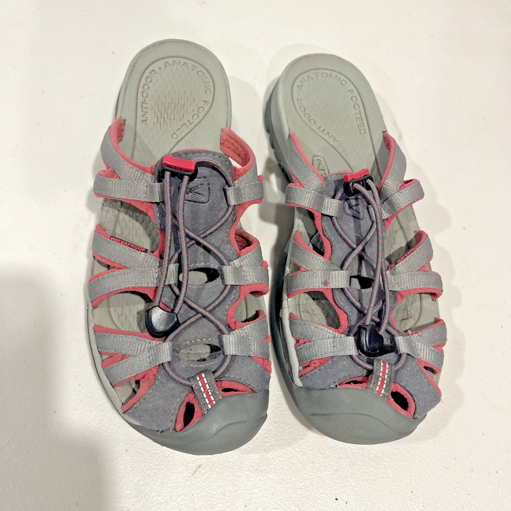 KEEN Venice H2 Waterproof Slide Sandals Womens 9.5 Hiking Trail Grey Red Slip On